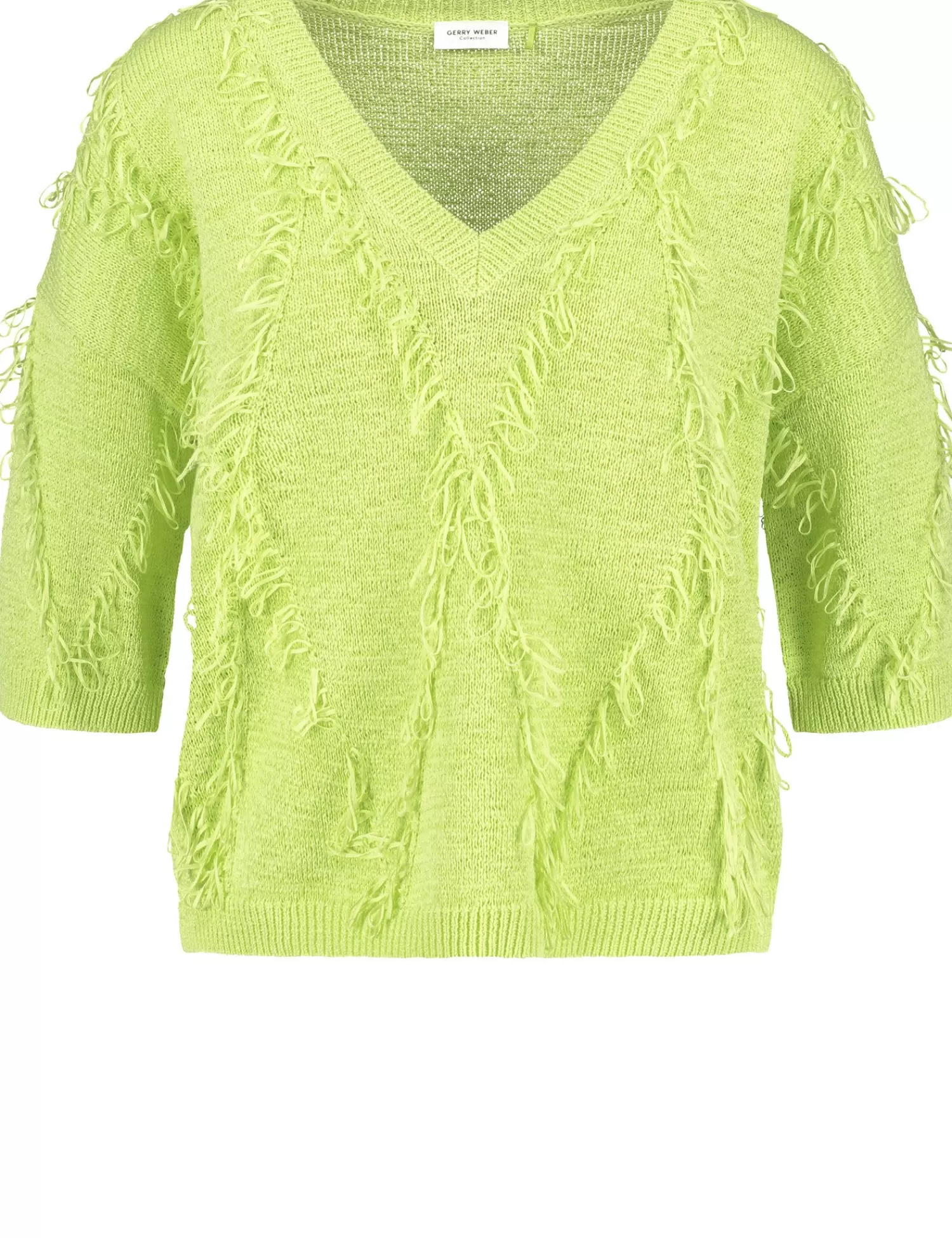 Outlet 3/4 Arm Pullover Mit Fransendetail Damen Pullover