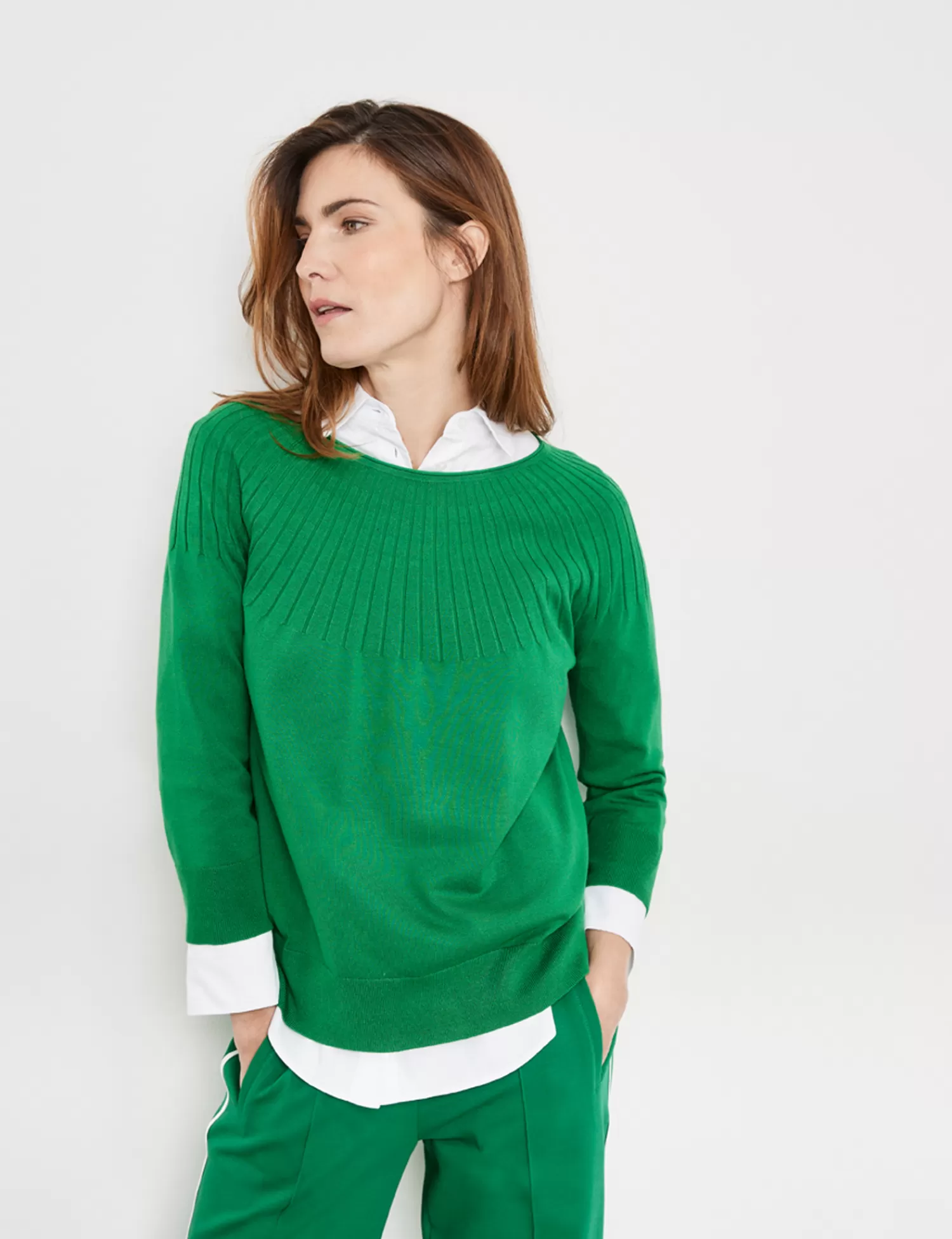 Hot 3/4-Arm-Pullover Mit Strickmuster Damen Pullover