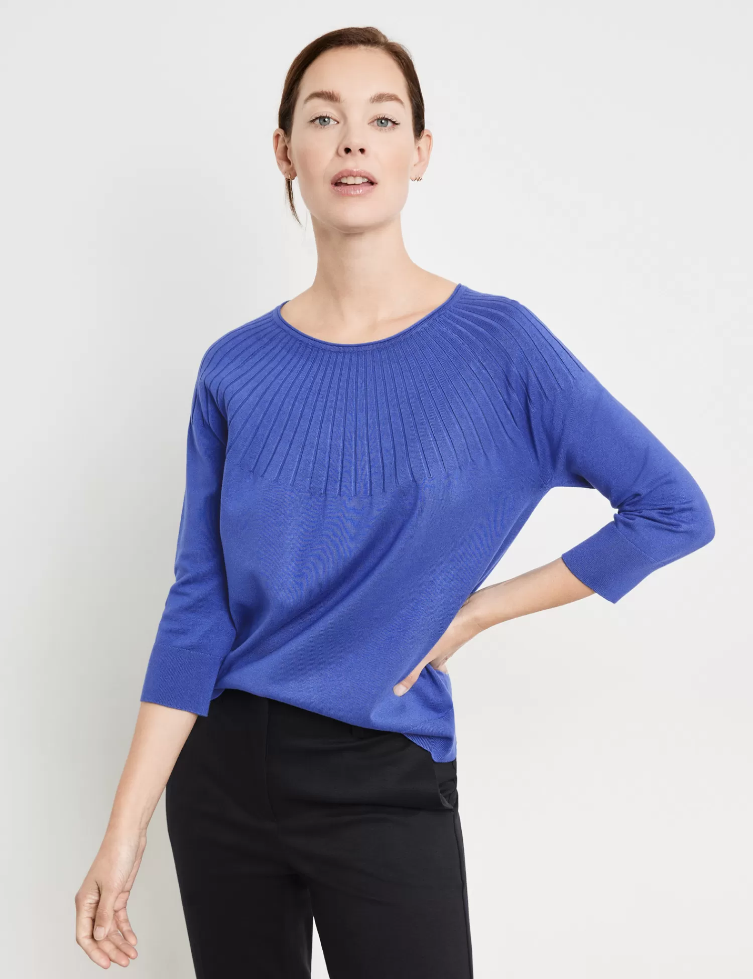 New 3/4-Arm-Pullover Mit Strickmuster Damen Pullover