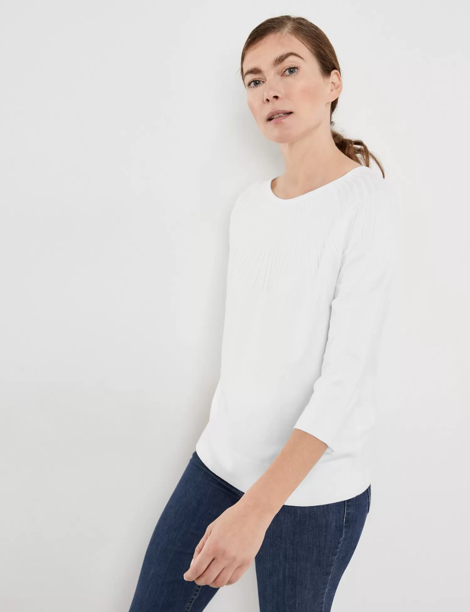 Fashion 3/4-Arm-Pullover Mit Strickmuster Damen Pullover