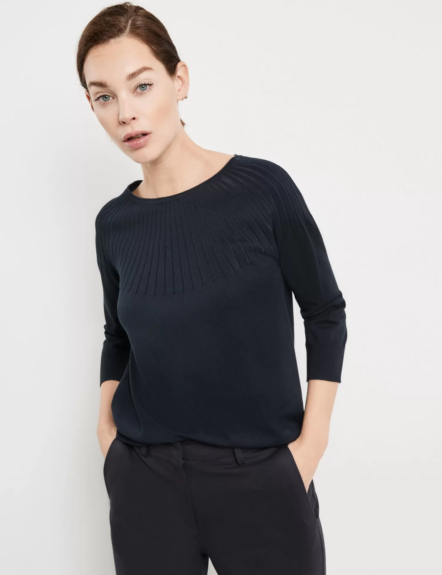 Hot 3/4-Arm-Pullover Mit Strickmuster Damen Pullover