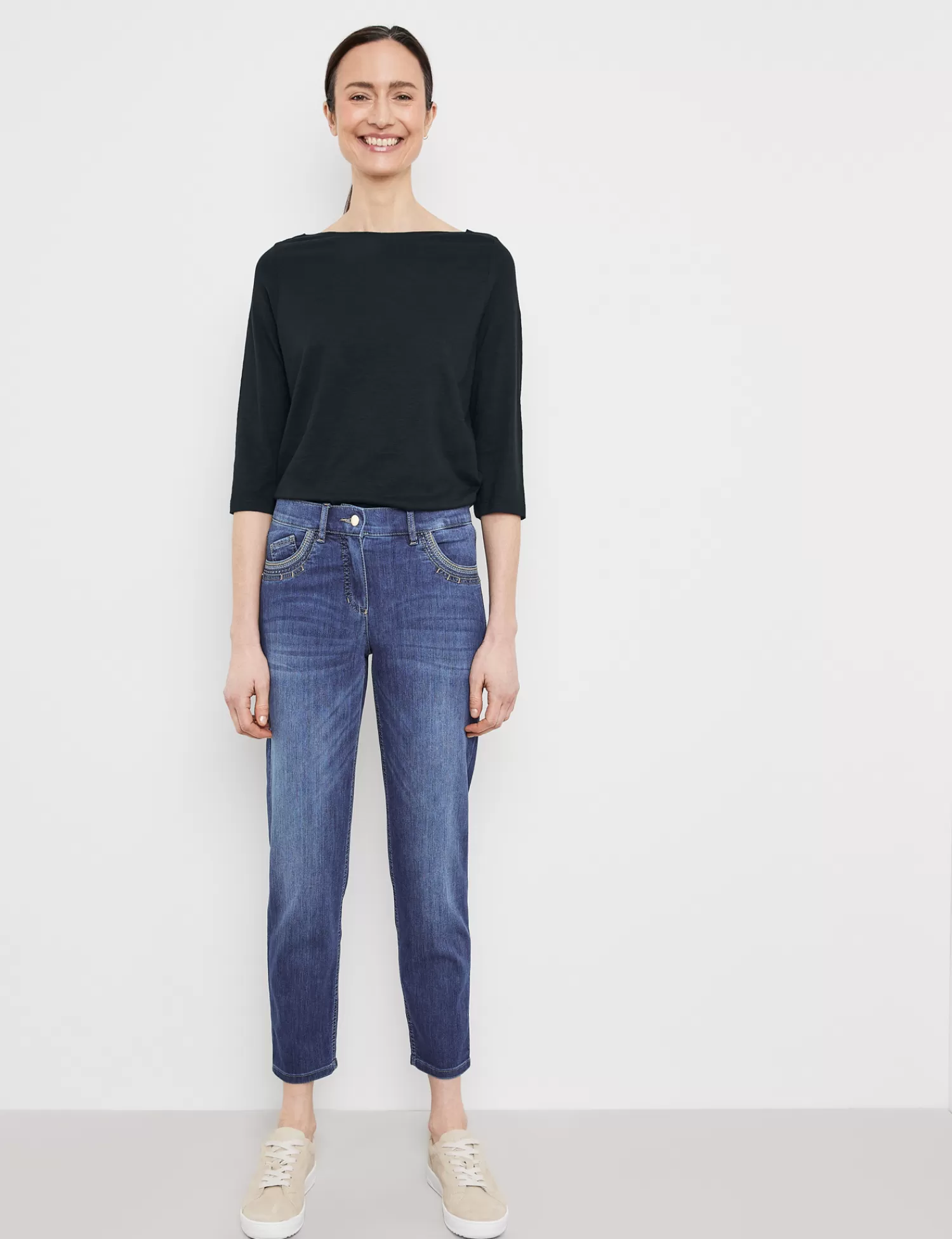 Store 5 Pocket Jeans Best4Me Cropped Mit Dekor Damen Jeans