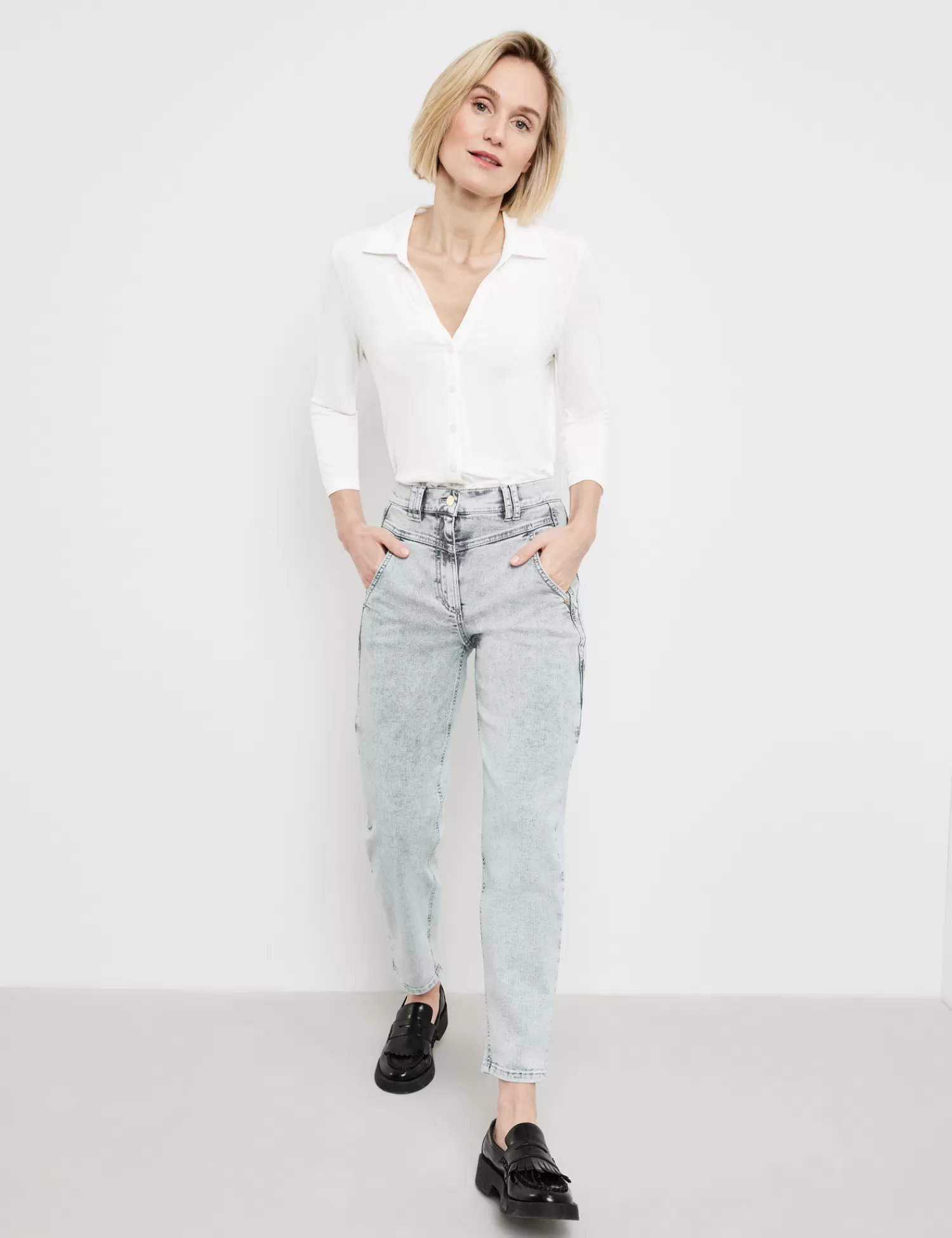 Fashion 7/8 Jeans Mom Fit Mit Washed-Out Effekten Damen Jeans