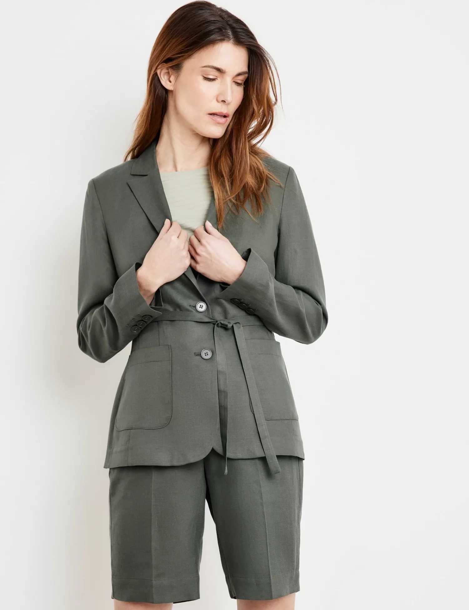 Store Blazer Mit Bindegurtel Damen Elegante Blazer