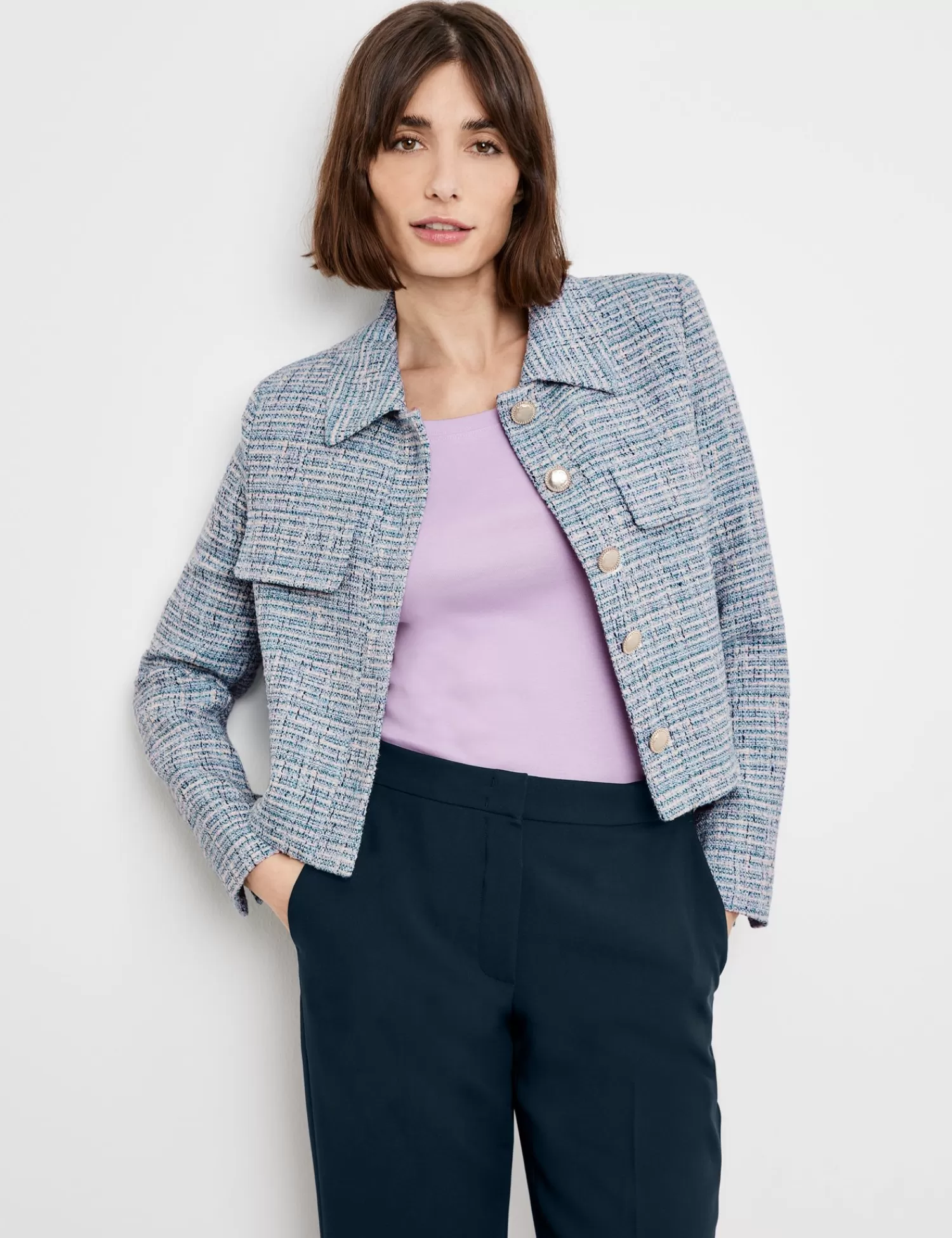 Online Blazerjacke Mit Boucle-Optik Damen Kurzblazer