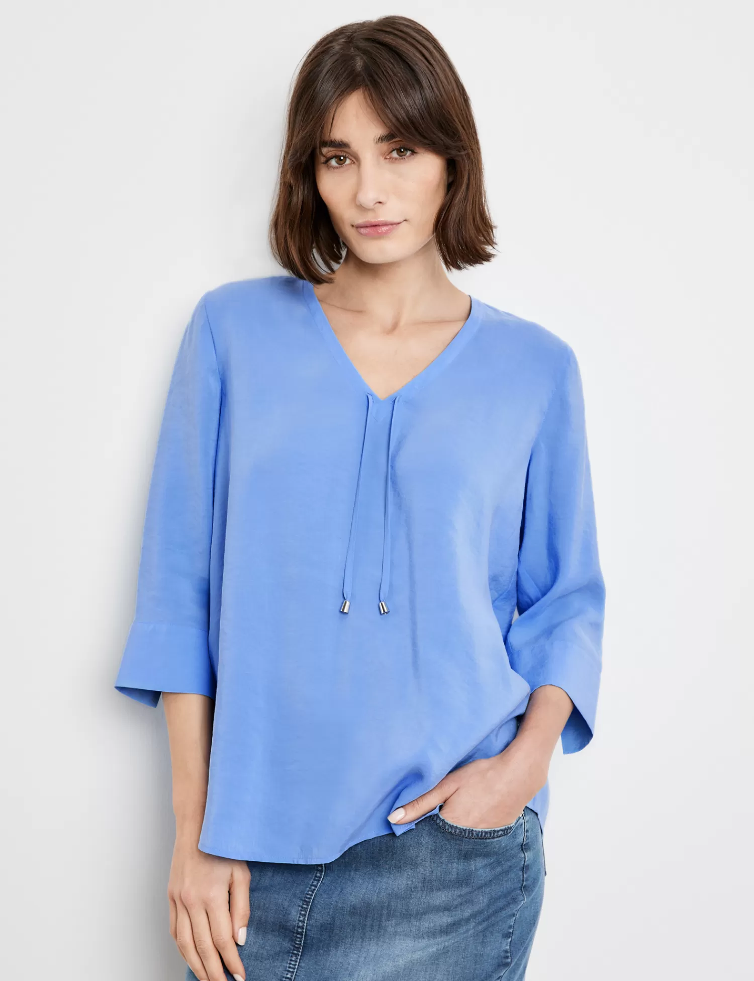 Fashion Blusenshirt Mit Bindedetail Damen Blusenshirts