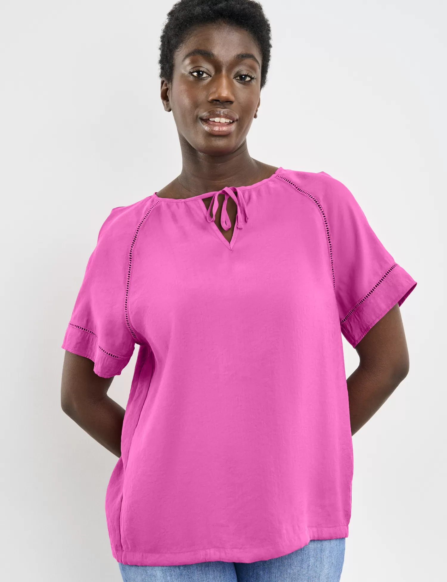 Best Sale Blusenshirt Mit Bindedetail Am Ausschnitt Damen Blusenshirts