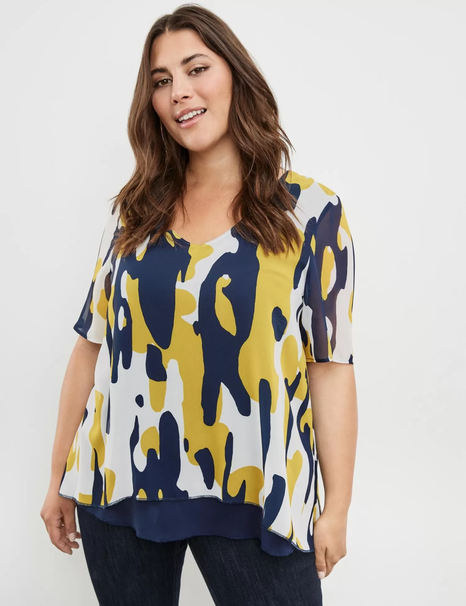 Shop Blusenshirt Mit Chiffon-Layer Damen Blusenshirts