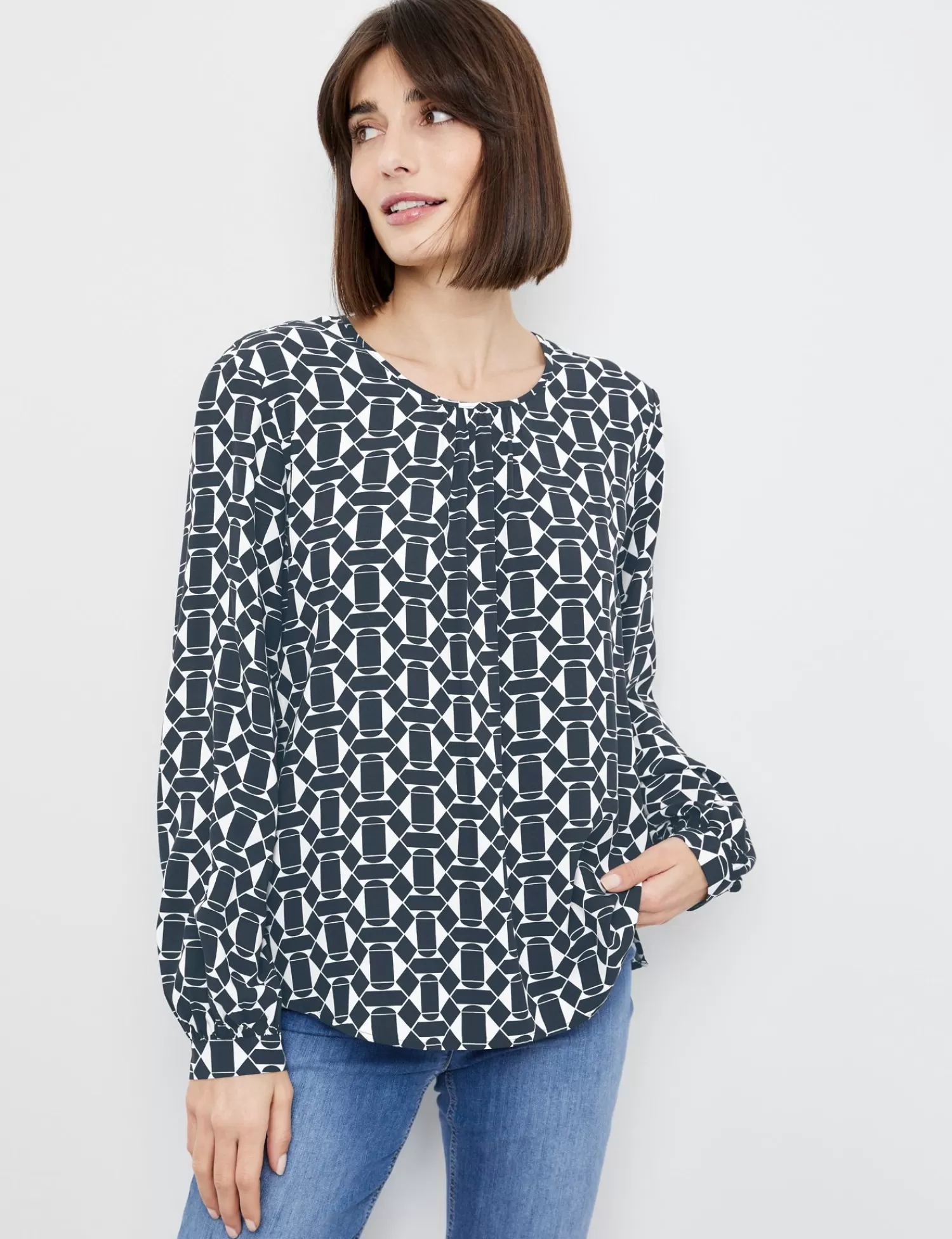 Fashion Blusenshirt Mit Grafischem Muster Damen Blusenshirts