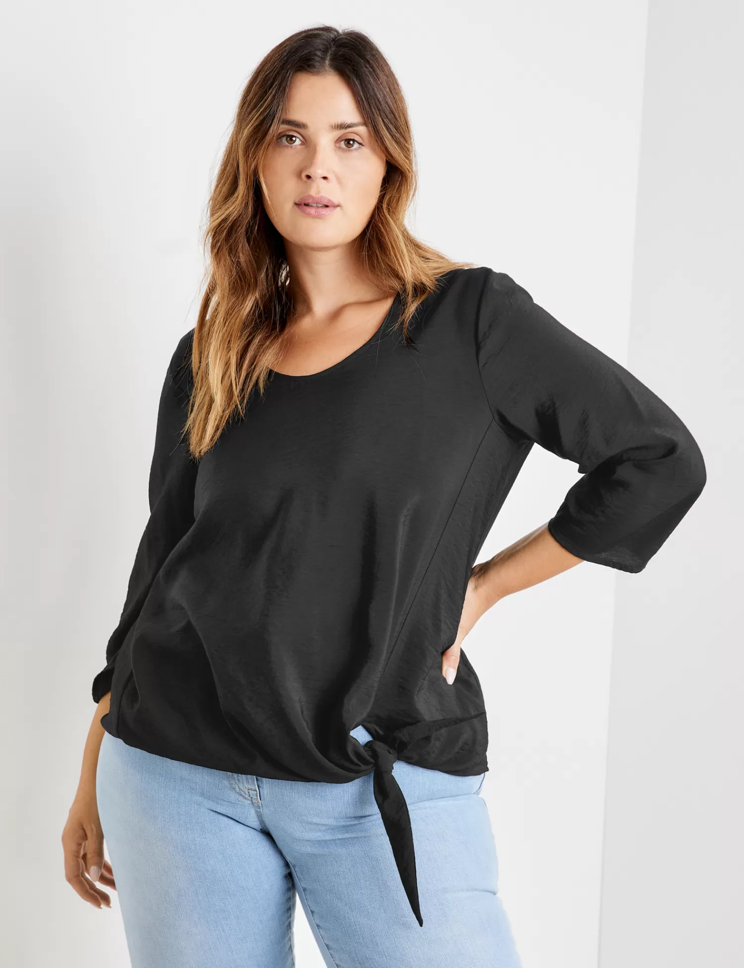 Hot Blusenshirt Mit Knoten-Detail Damen Blusenshirts