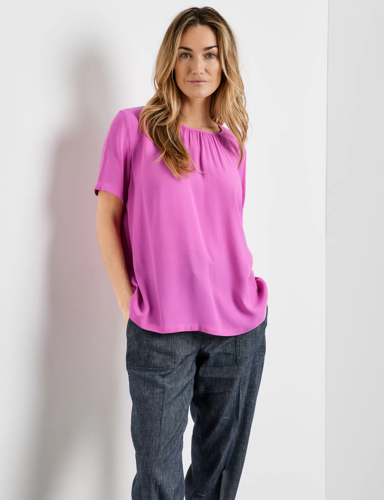 Online Blusenshirt Mit Krauselfalten Damen Blusenshirts