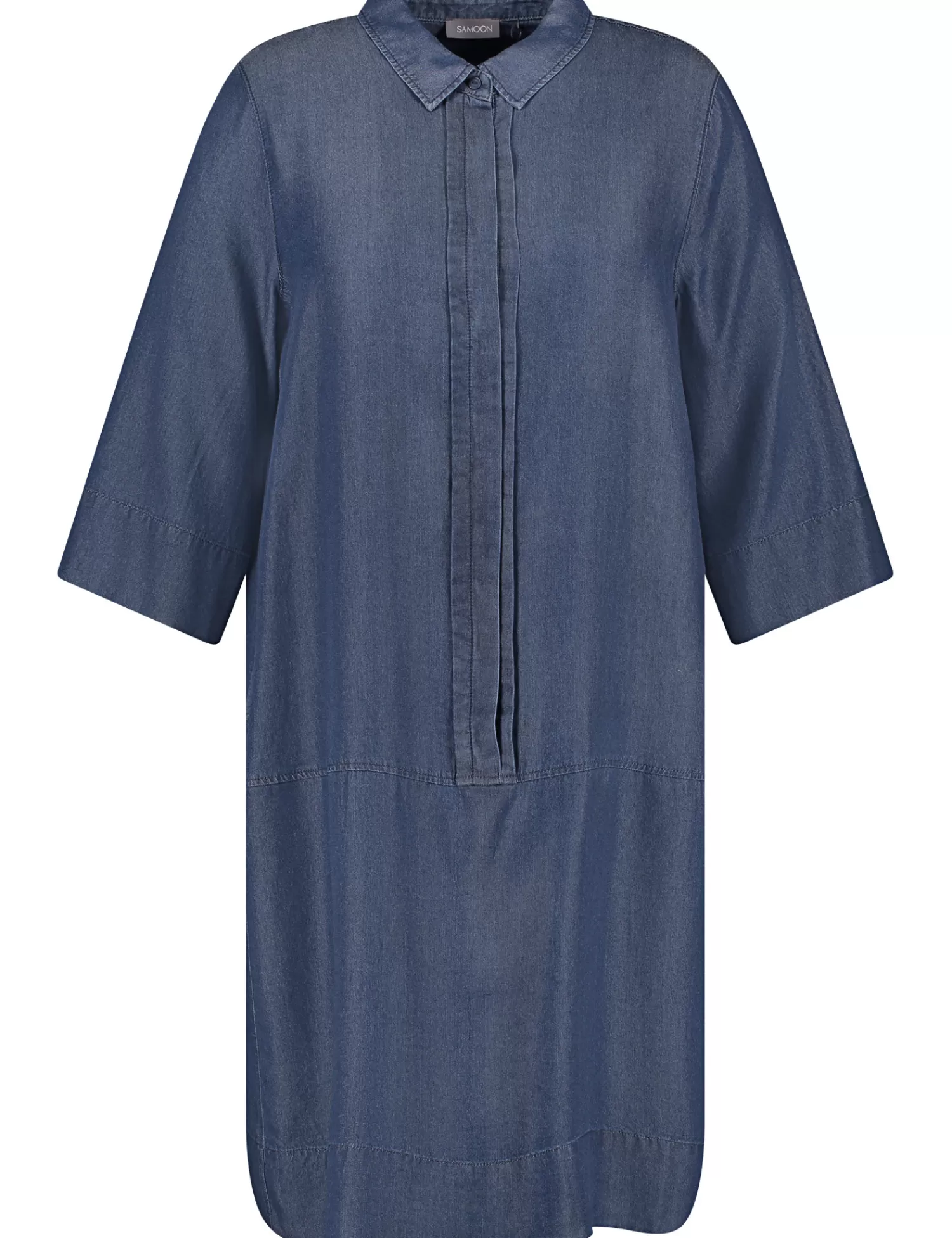 Cheap Feines Blusenkleid In Denim-Optik Damen Knieumspielende Kleider