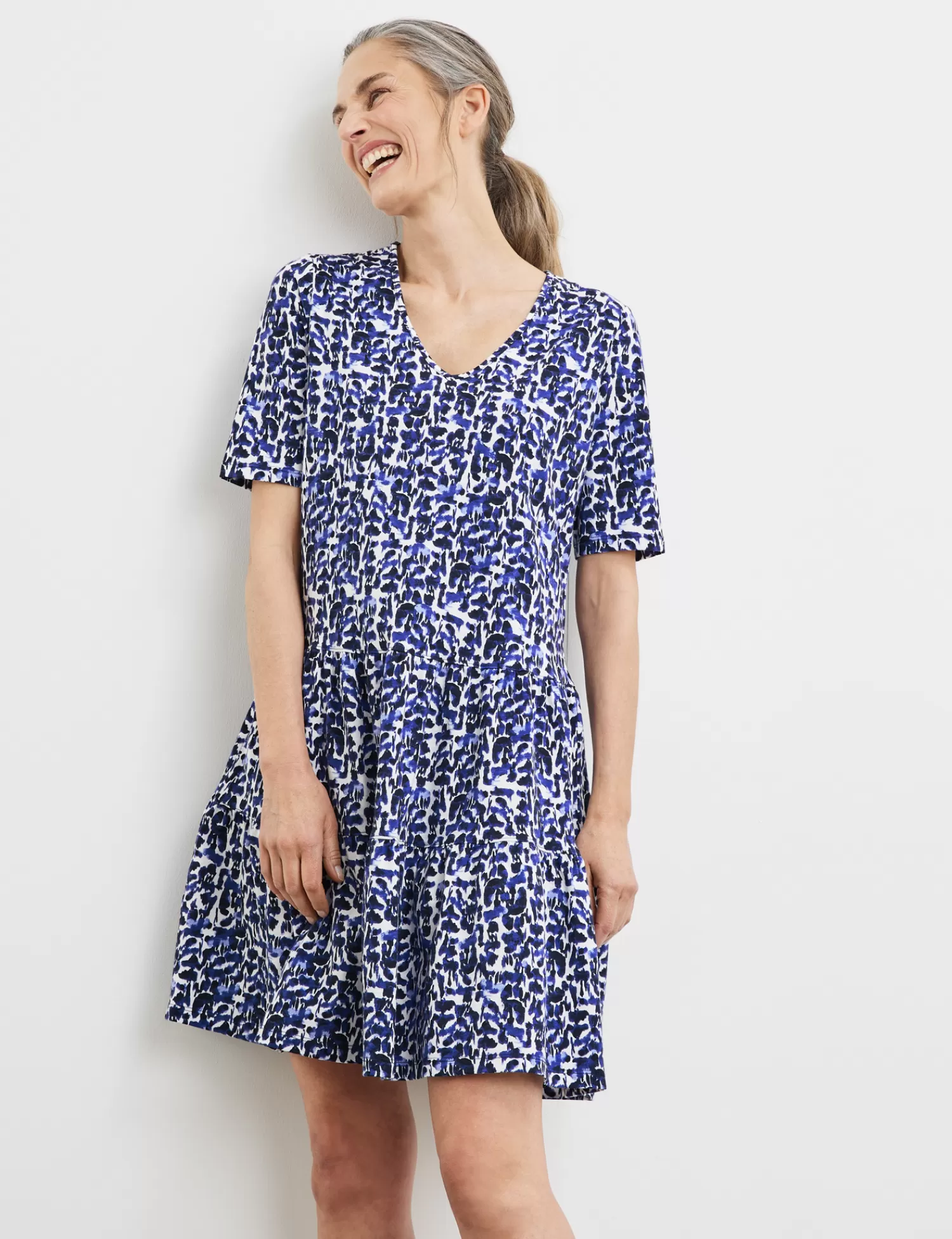 Clearance Gemustertes Shirtkleid Aus Baumwolle Damen Sommerkleider