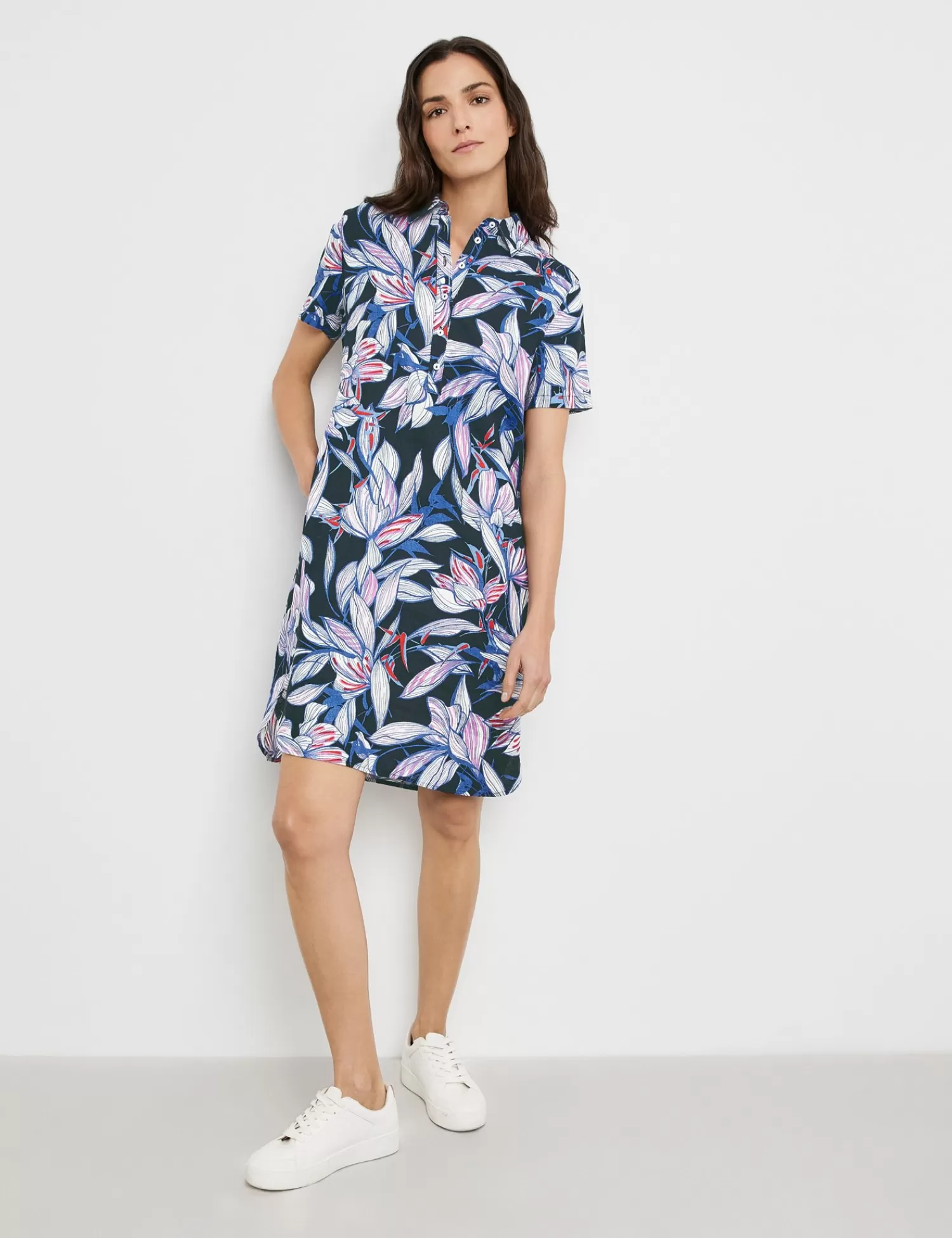 Fashion Gemustertes Shirtkleid Aus Leinen Damen Sommerkleider