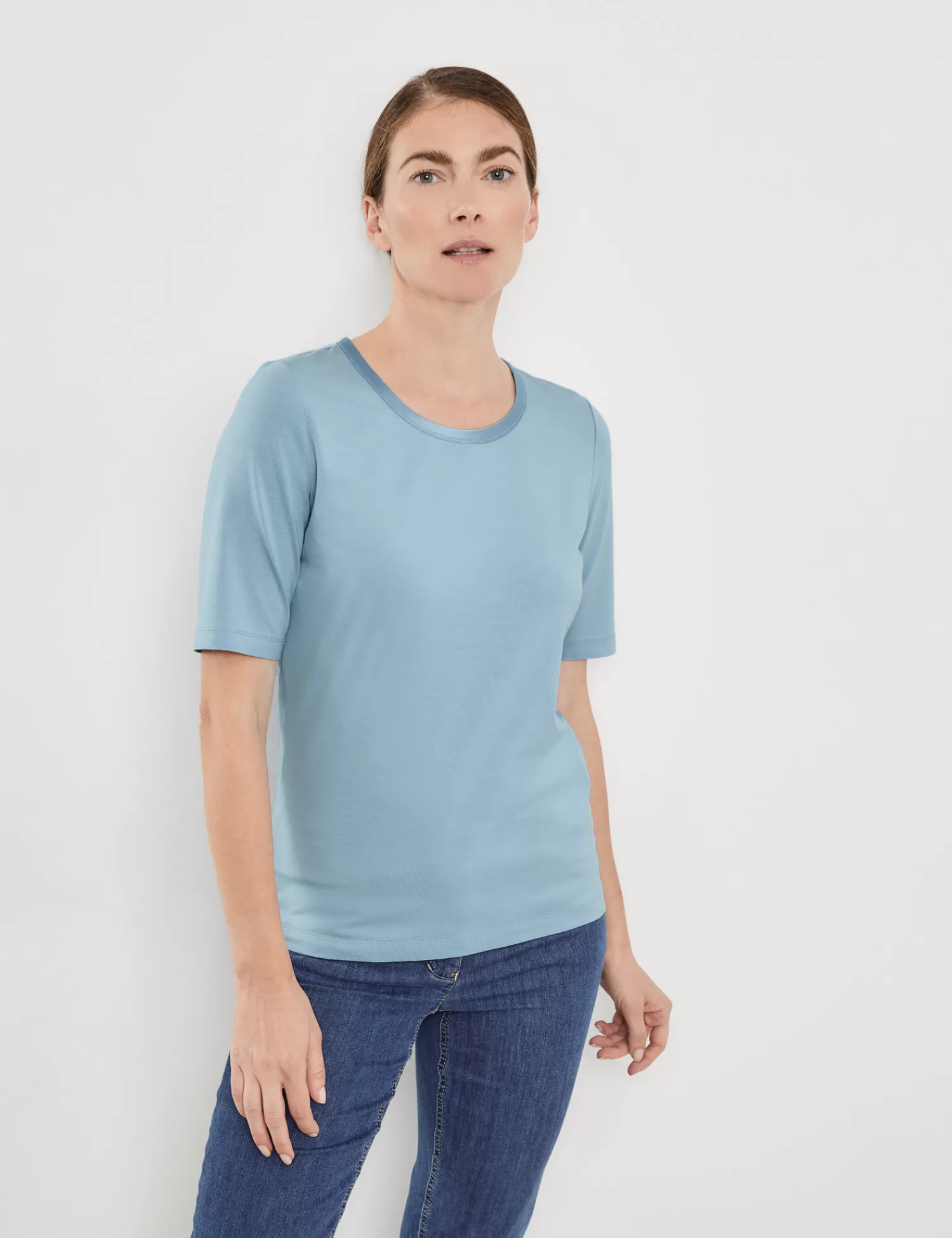 Outlet Halbarmshirt Mit Satin-Detail Damen T-Shirts