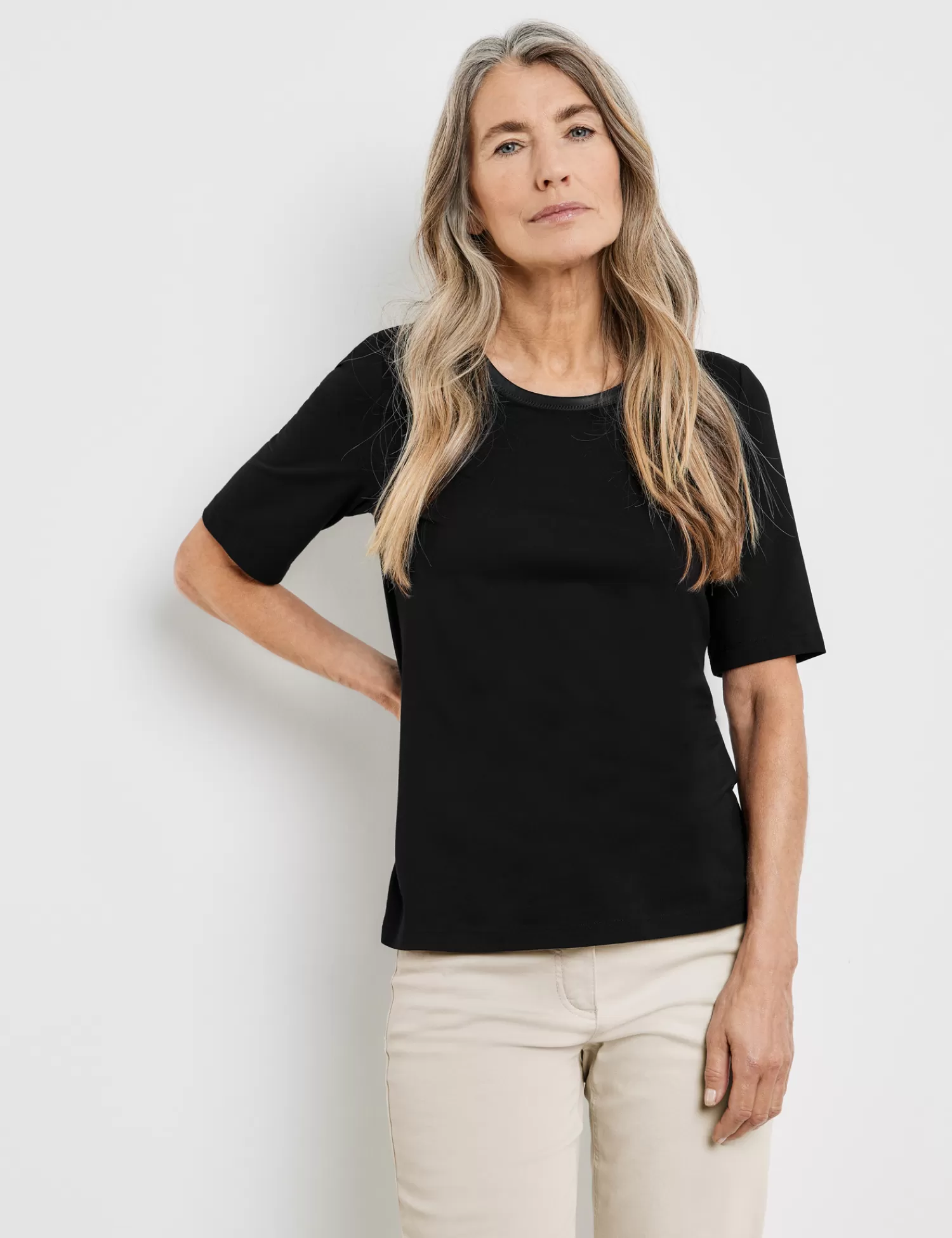 Sale Halbarmshirt Mit Satin-Detail Damen T-Shirts