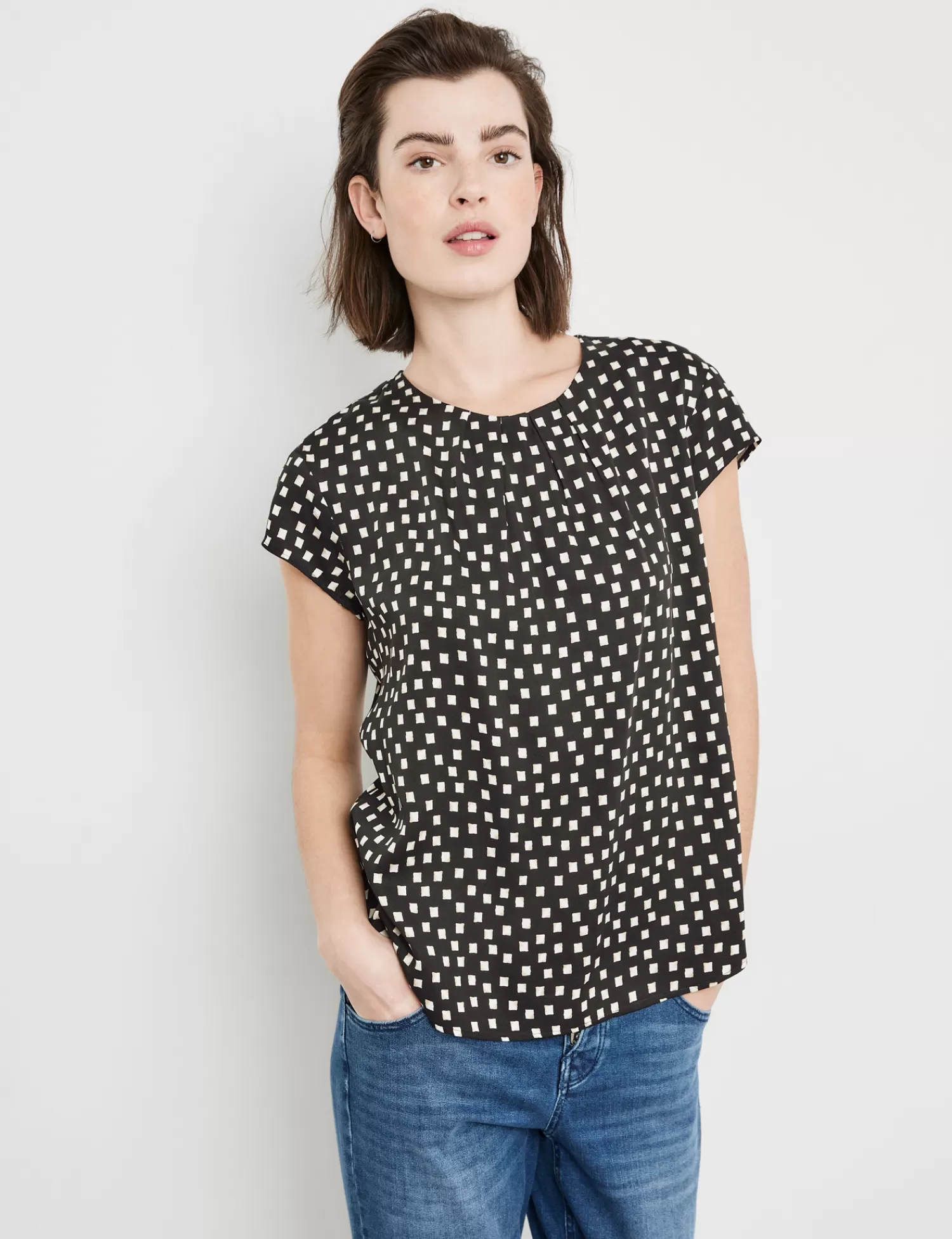 Online Kurzarmbluse Mit Allover-Print Damen Blusenshirts