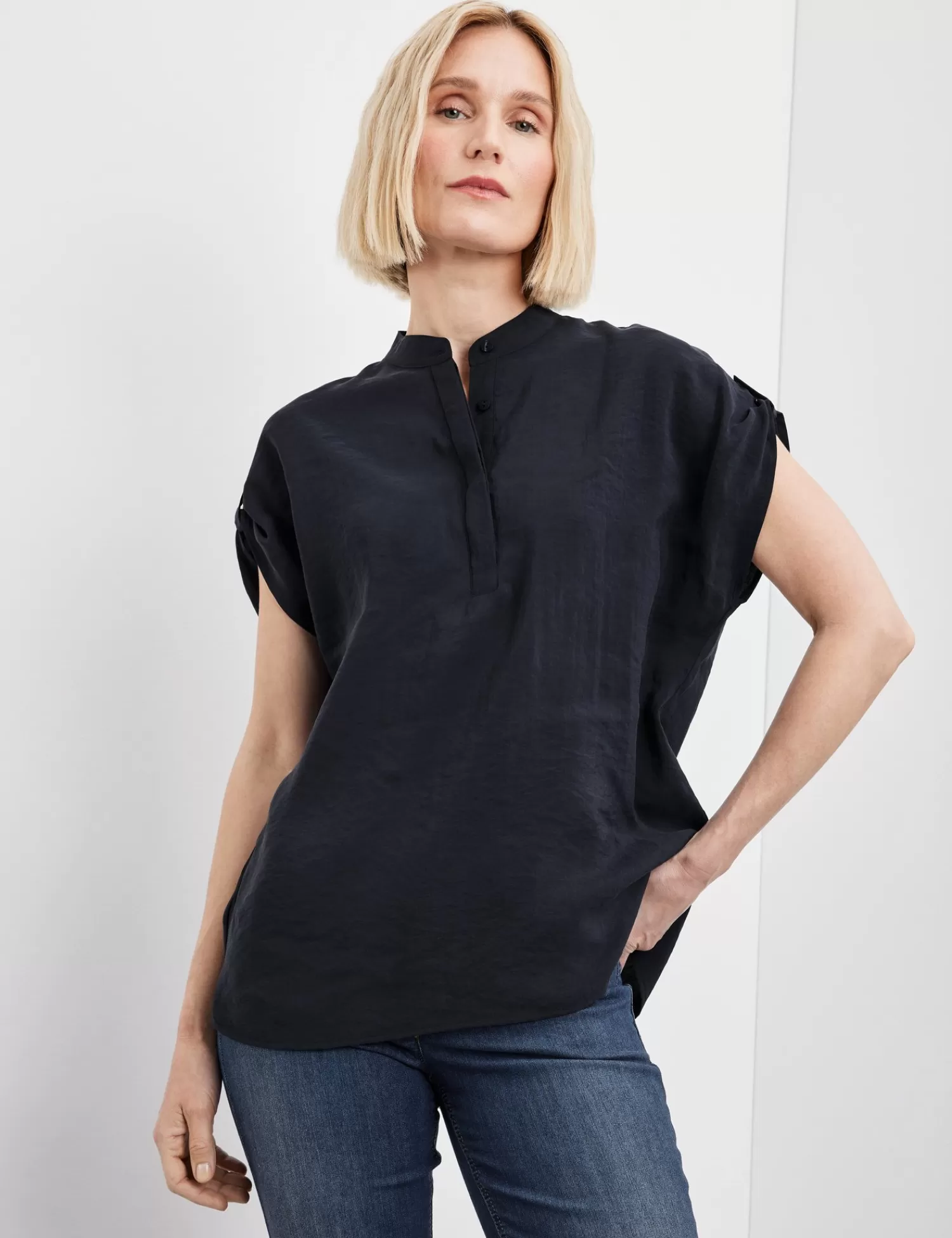 New Kurzarmbluse Mit Armriegel Damen Blusenshirts