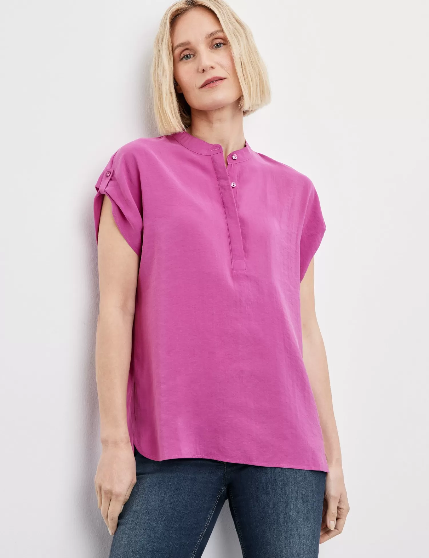 Clearance Kurzarmbluse Mit Armriegel Damen Blusenshirts