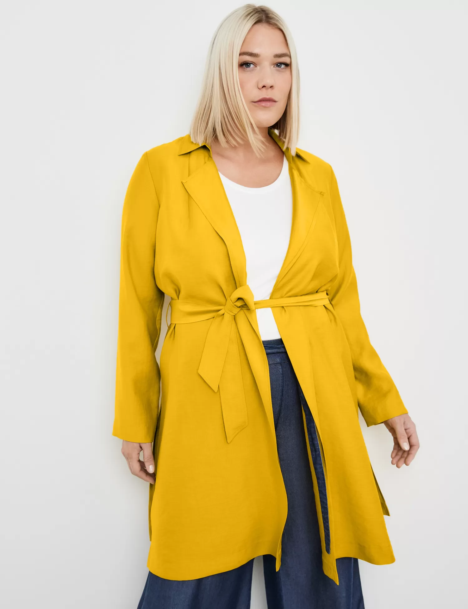 Outlet Leichte Longjacke Mit Bindegurtel Damen Elegante Blazer