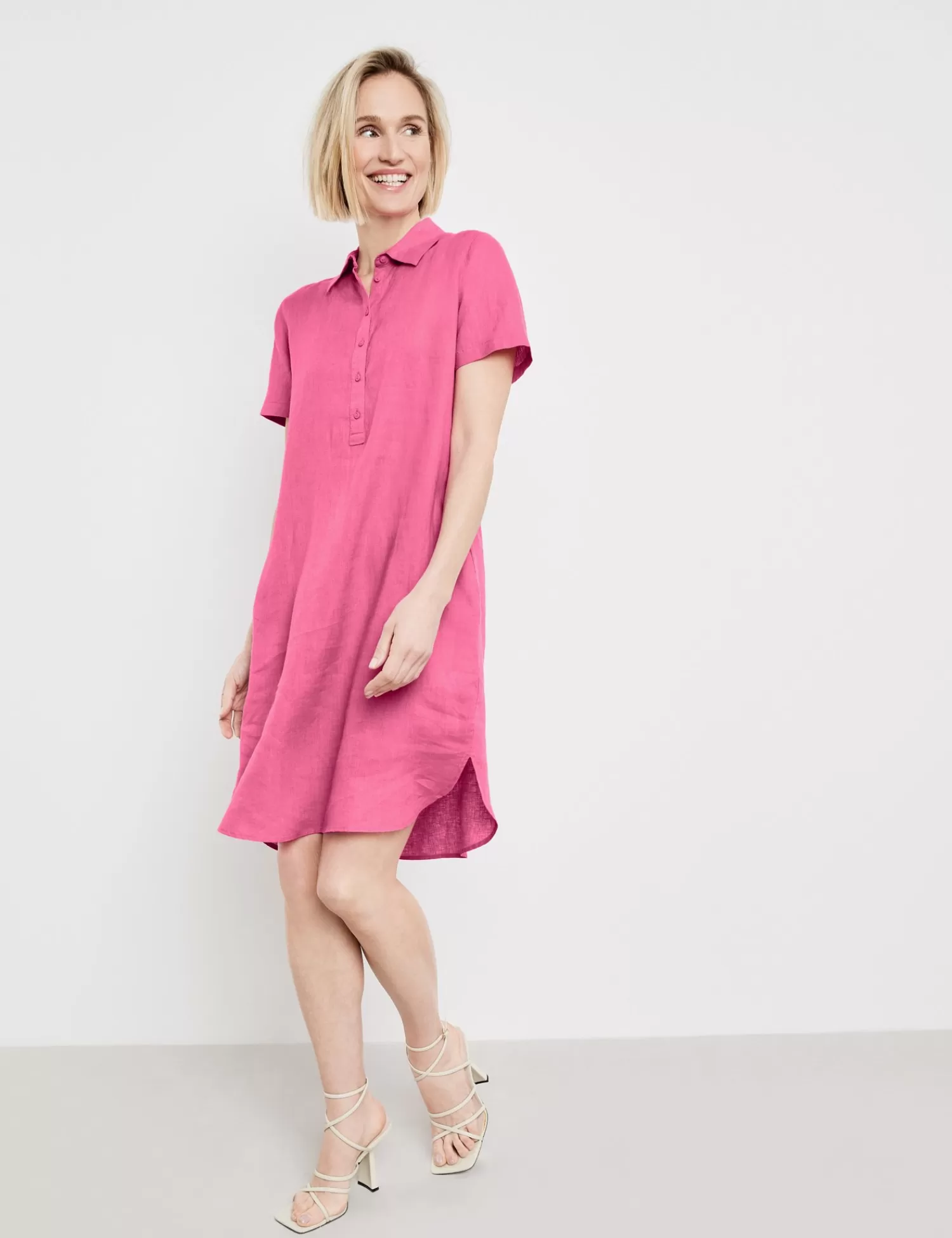 Clearance Shirtkleid Aus Leinen Damen Sommerkleider