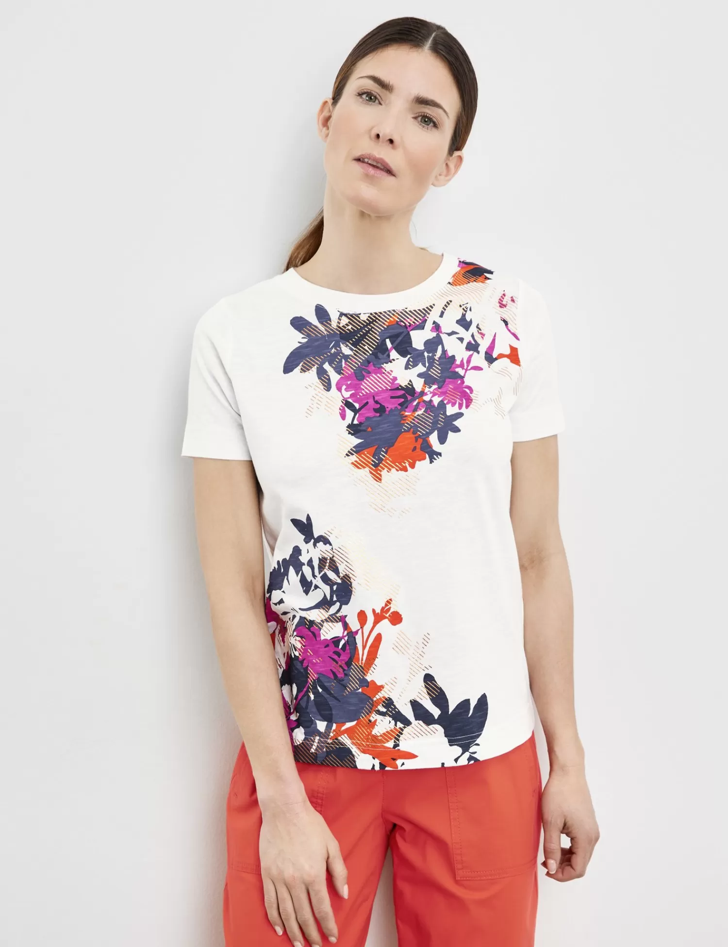 Online T-Shirt Mit Floralem Frontprint Damen T-Shirts